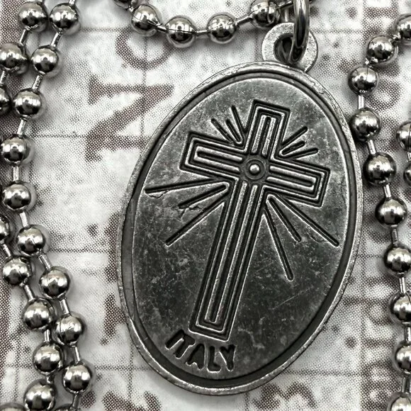 Vintage Saint St Jude Thaddeus Religious Catholic Medal Pendant Silver Necklace - Picture 8 of 12